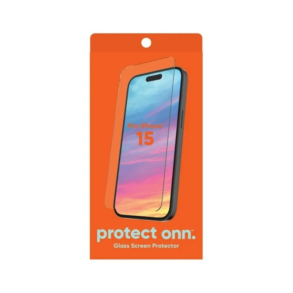 onn. 9H Shatter Resistant Glass iPhone 15 Screen Protector NWT